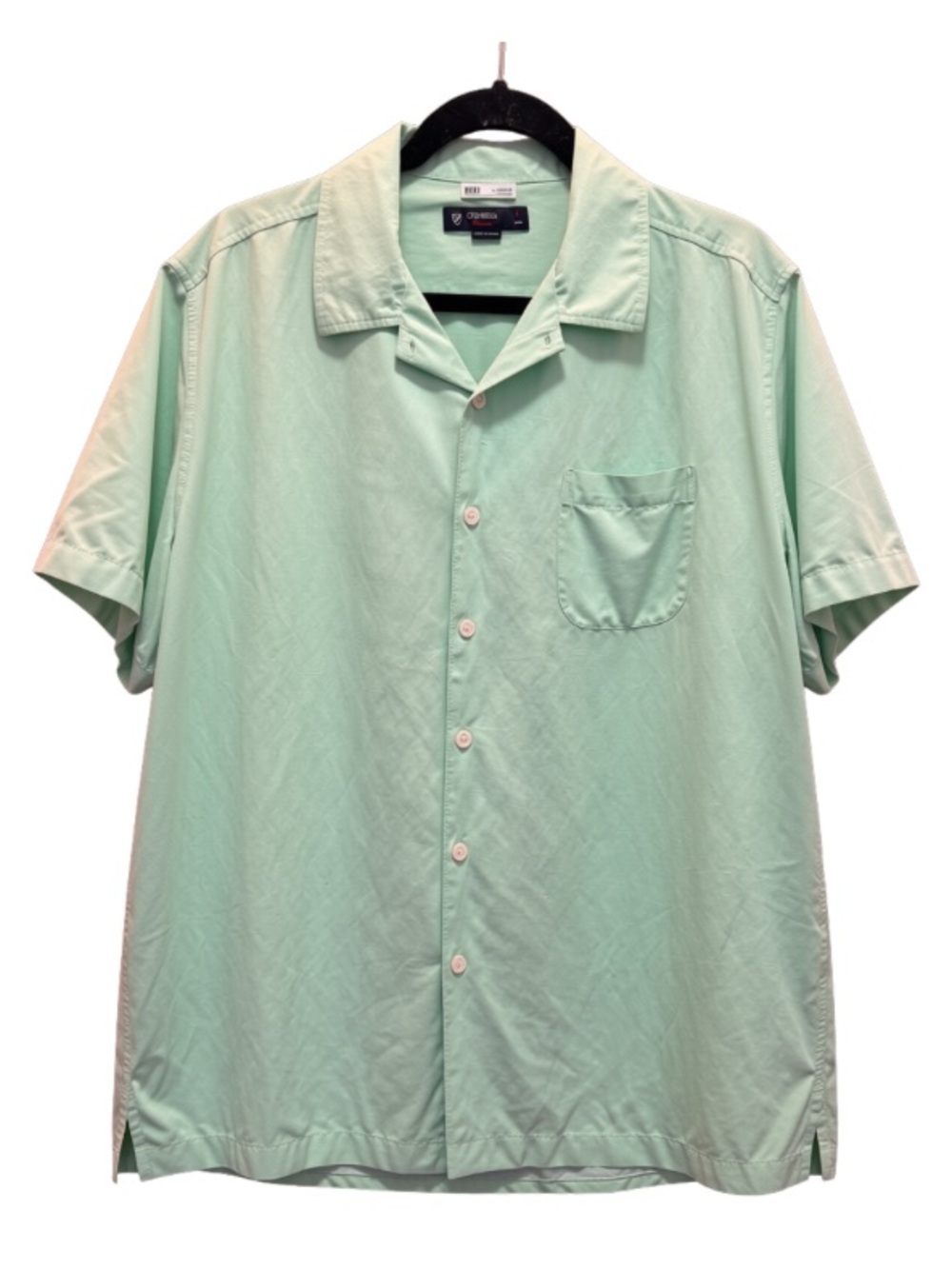 Silk and Linen Daniel Cremieux Classic Mint Green Short-Sleeve Button-Down